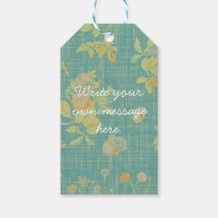 Vintage-Teil mit Teal-Blumenmuster individuell Geschenkanhänger