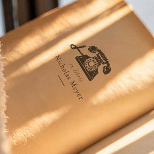 Vintage-Telefon-Illustration Klassisches Ex Libris Gummistempel