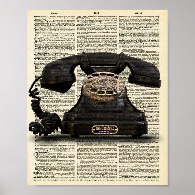Vintage Telefon Wörterbuch Kunst Druck Poster (Vorne)