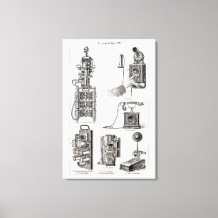 Vintage-Telefone Illustration Telefon Retro-Telefo Leinwanddruck