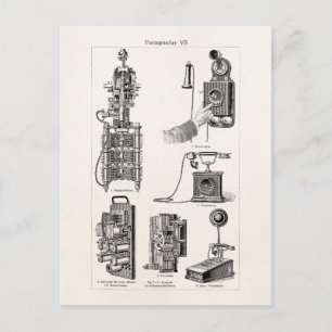 Vintage Telefone Illustration Telefone Retro Telef Postkarte