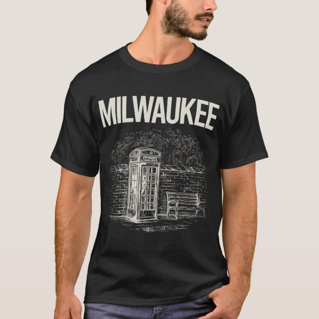 Vintage Telefonkabine Milwaukee T-Shirt (Vorderseite)