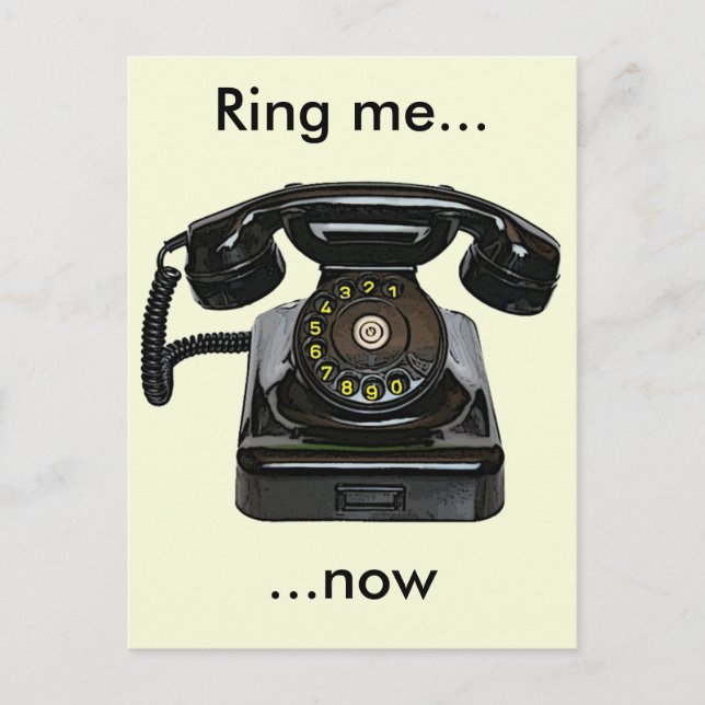 Vintage Telefonpostkarte Ring me...Jetzt Postkarte (Vorderseite)