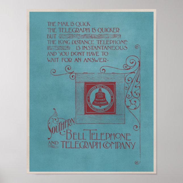 Vintage Telefonwerbung für den südlichen Bell Poster (Vorne)