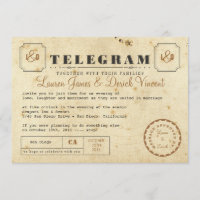 Vintage Telegram Einladungs Postkarte