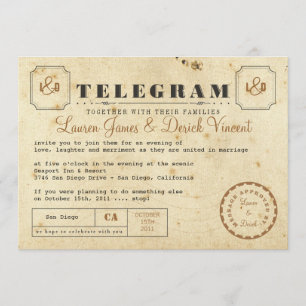 Vintage Telegram Einladungs Postkarte