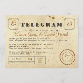 Vintage Telegram Einladungs Postkarte