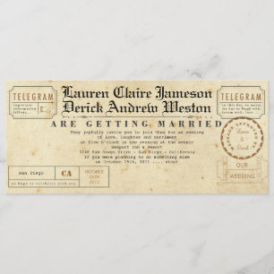 Vintage Telegram Tea-Length-Einladung Einladung
