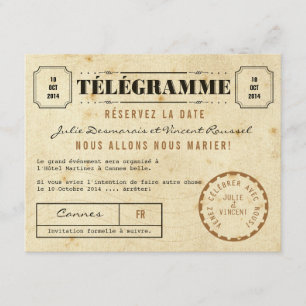 Vintage Telegramm Datum reservieren Save The Date