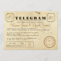 Vintage Telegramm-Einladungskarte