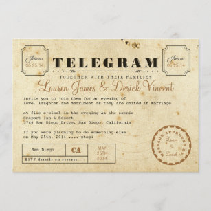 Vintage Telegramm-Einladungskarte Einladung