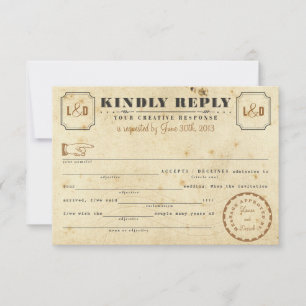 Vintage Telegramm-Libs-Antwortkarte RSVP Karte