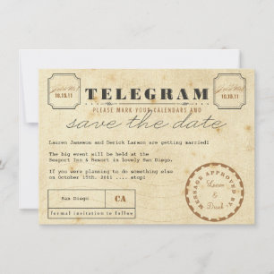 Vintage Telegramm-Postkarte Save the Date