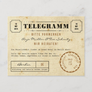 Vintage Telegramm Save the Date