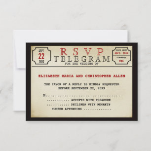 Vintage Telegramm-Stil-RSVP-Karte RSVP Karte
