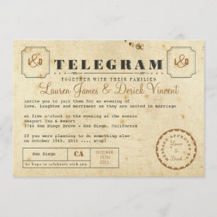 Vintage Telegrammeinladungskarte Einladung