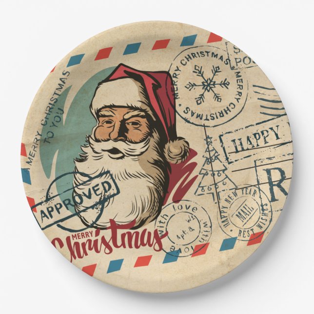 Vintage Teller des Weihnachtsmanns (Vorderseite)