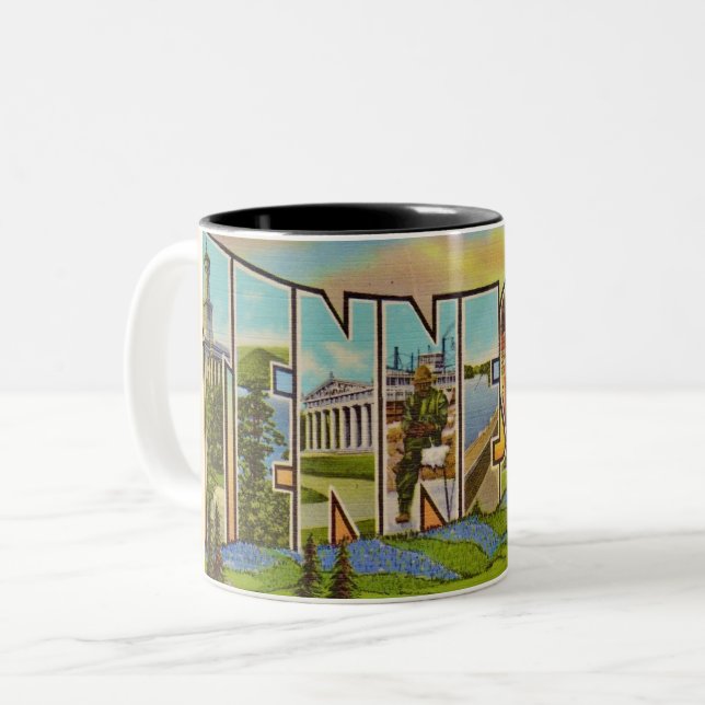 Vintage Tennessee Postcard Mug Zweifarbige Tasse (Vorderseite Links)