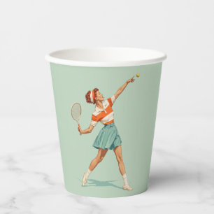 Vintage-Tennis-Aufschlag-Illustration Pappbecher
