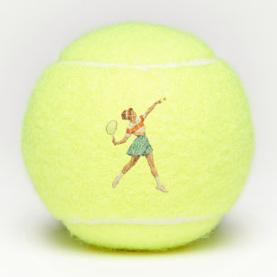 Vintage-Tennis-Aufschlag-Illustration Tennisbälle