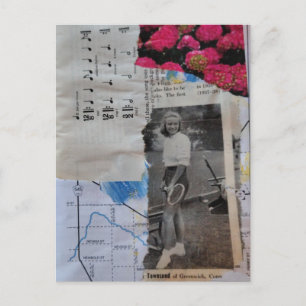 Vintage-Tennis-Frau-Collage-Postkarte Postkarte
