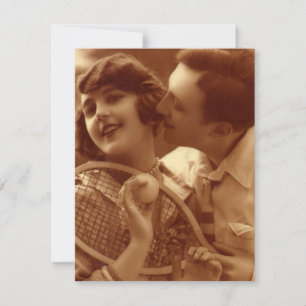 Vintage Tennis, Hochzeit retten das Datum Einladung