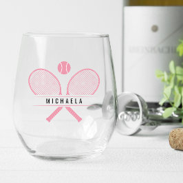 Vintage Tennis-Rackets, Tennisball und Name Weinglas Ohne Stiel