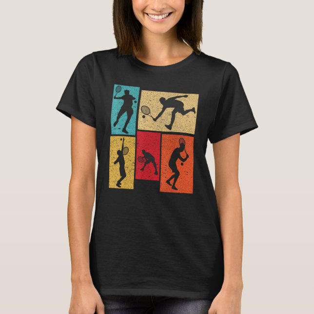 Vintage Tennis Silhouette Retro Vintage Player T-Shirt (Vorderseite)
