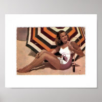 Vintage Tennisdame am Strand