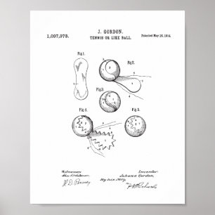 Vintage-Tennissball-Patentposter, Originalball Poster