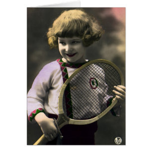 Vintage Tennissportarten, Happy Girl mit Racket