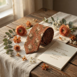 Vintage Terracotta and Wildflower Garden Botanical Krawatte