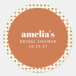 Vintage Terracotta Geometric Bridal Shower Custom Runder Aufkleber