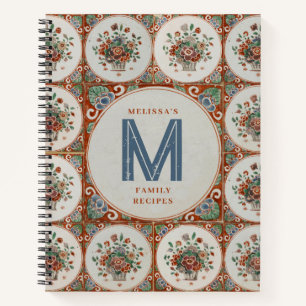 Vintage Terracotta Tiles Monogram Rezept Notizbuch