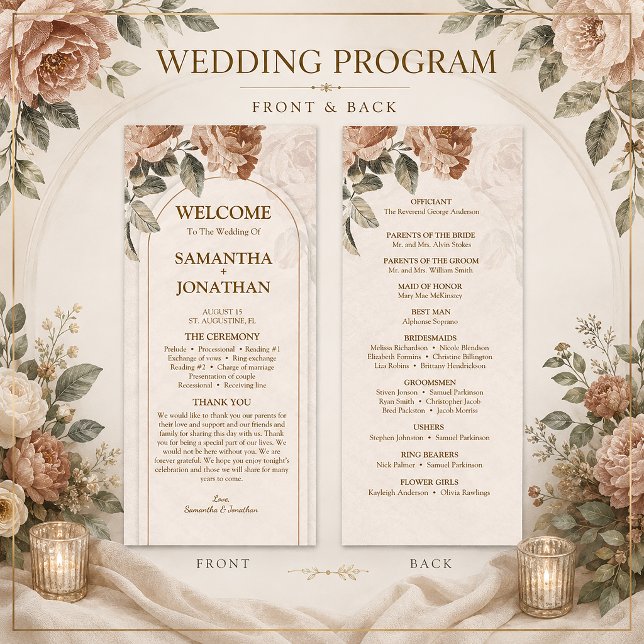 Vintage Terrakotta Blumenhochzeit | Programm (Von Creator hochgeladen)