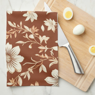 Vintage-Terrakotta-Nahtloses-Boho-Blumenmuster Geschirrtuch