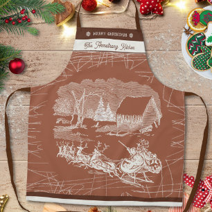 Vintage-Terrakotta-Weihnachtsmann-Schlitten-Rentie Schürze
