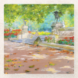 Vintage Terrasse, Park mit Aussicht (1887) zeichne Glasuntersetzer