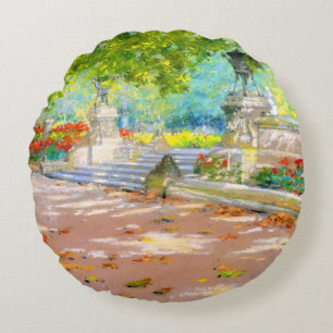 Vintage Terrasse, Park mit Aussicht (1887) zeichne Rundes Kissen