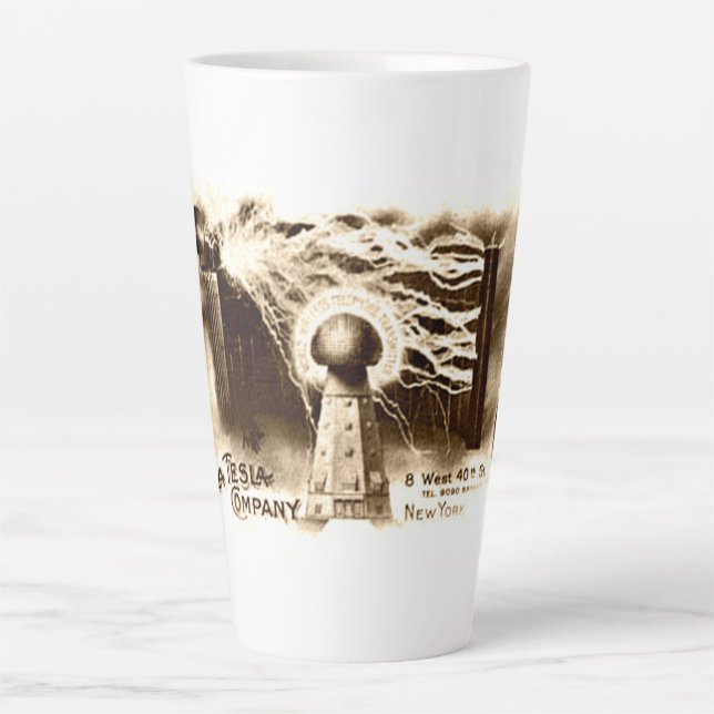 Vintage Tesla-Briefkopf  Milchtasse (Vorderseite)