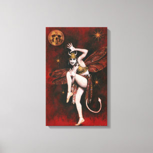 Vintage Teufel-Dame Dancer Wrapped Canvas Leinwanddruck