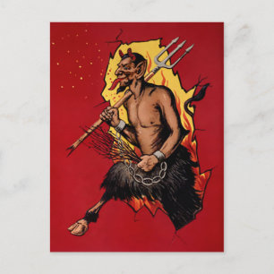 Vintage Teufel Krampus Postkarte