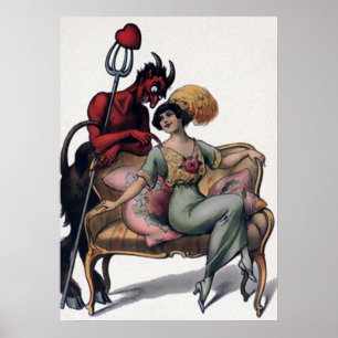 Vintage Teufel-Kunst Poster