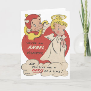 Vintage-Teufel und Engel-Valentinstag Feiertagskarte