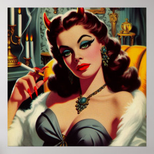 Vintage Teufelsfrau Poster