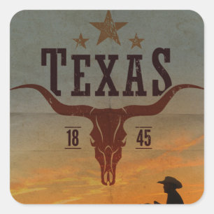 Vintage Texas Cowboy Quadrat-Aufkleber Quadratischer Aufkleber