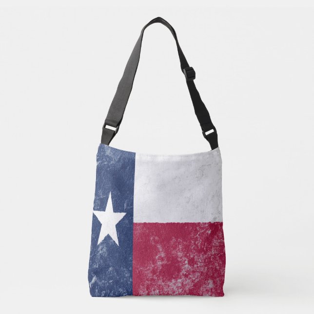 Vintage Texas-Flagge Tragetaschen Mit Langen Trägern (Vorderseite)