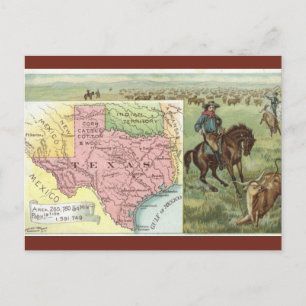 Vintage- Texas-Karte Postkarte