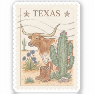 Vintage Texas Longhorn Cowboy-Stiefel Wüstenstempe Aufkleber