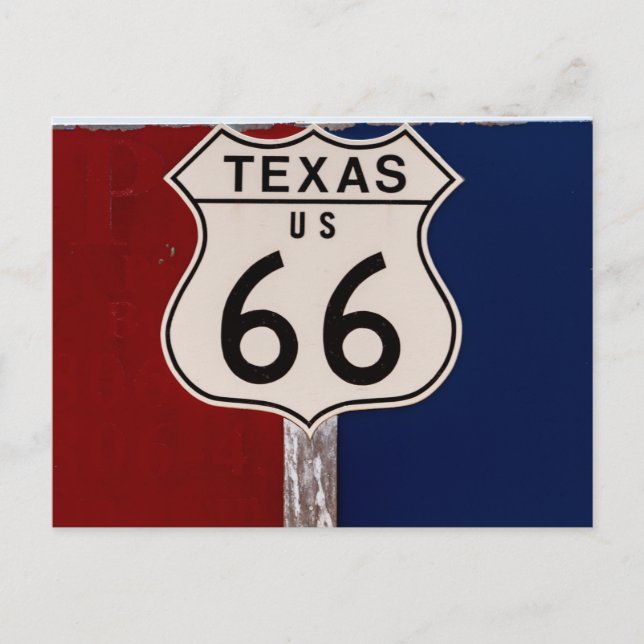 Vintage Texas-Route 66 Postkarte (Vorderseite)